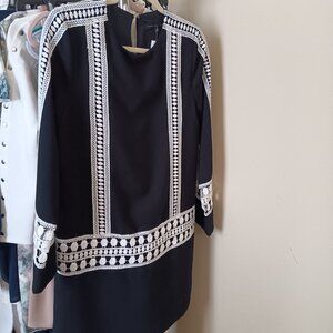 NWT Black with White Crochet Embellishments English Factory Long Sleeve Size M
